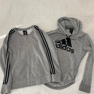Two adidas size small sweatshirts